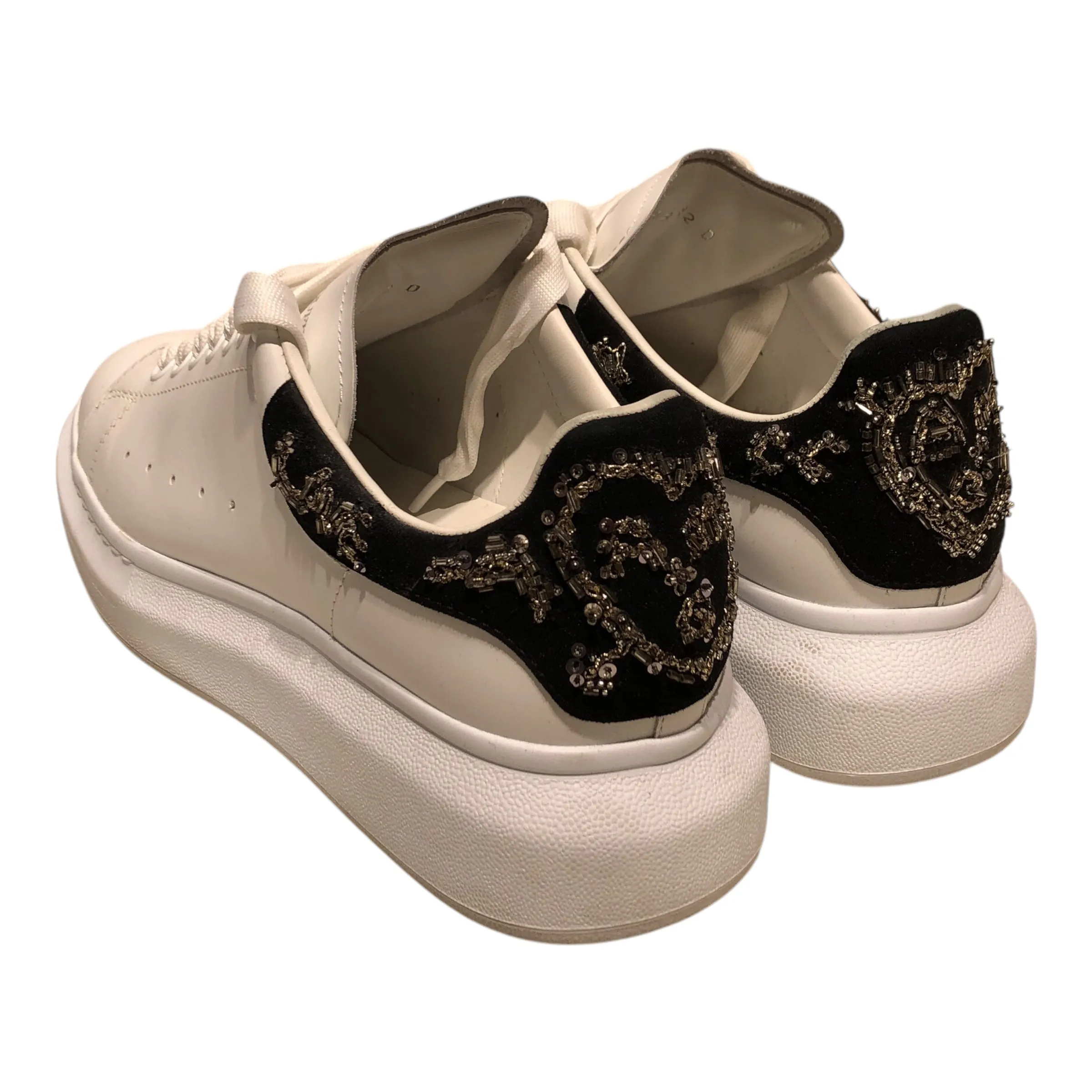 Alexander McQueen/Low-Sneakers/EU 42/Leather/WHT/BEADED / SEQUIN DESIGN