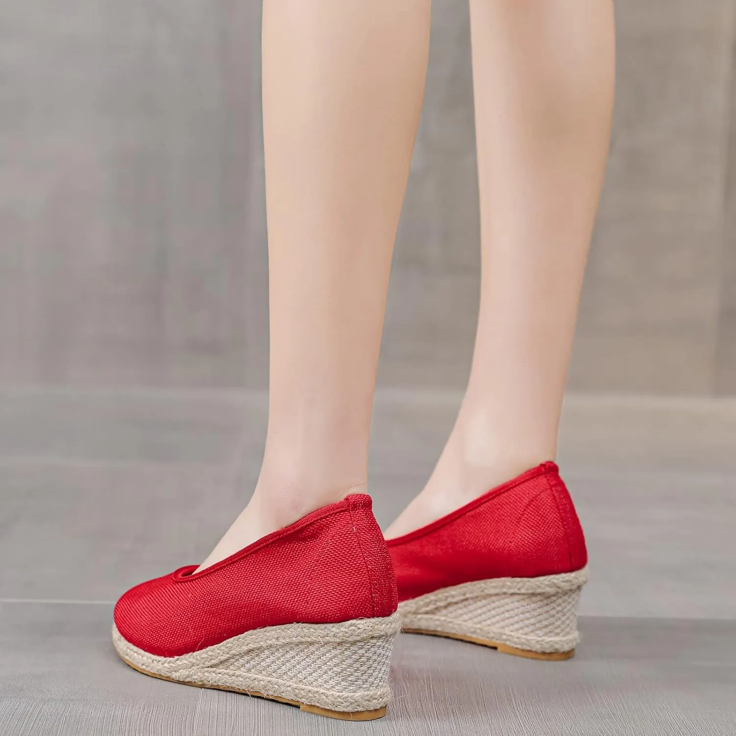 Aniywn Women's Closed Toe Espadrilles Wedge Sandals Round Toe Wedge Slip On Sandals Comfy Platform Pumps Shoes