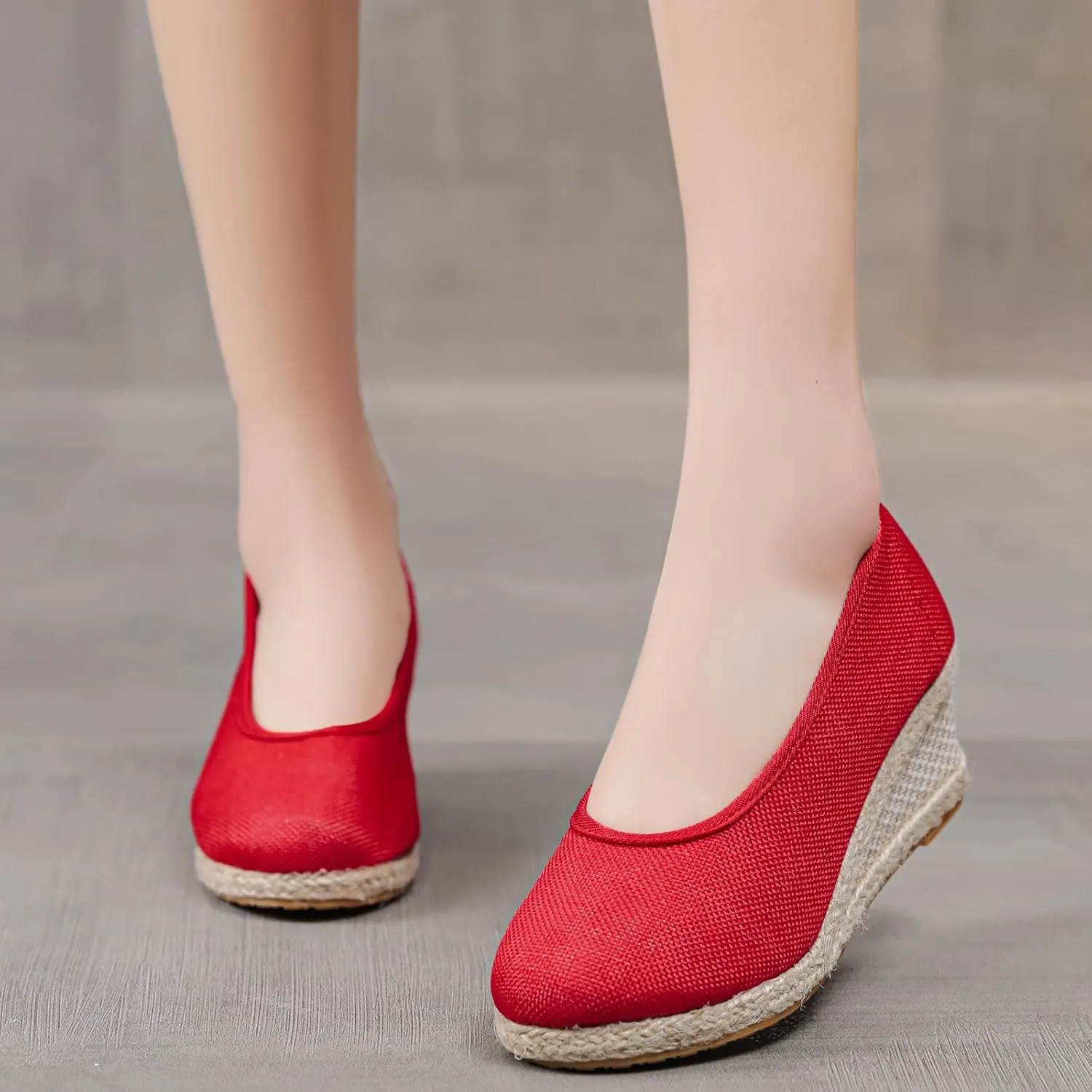 Aniywn Women's Closed Toe Espadrilles Wedge Sandals Round Toe Wedge Slip On Sandals Comfy Platform Pumps Shoes