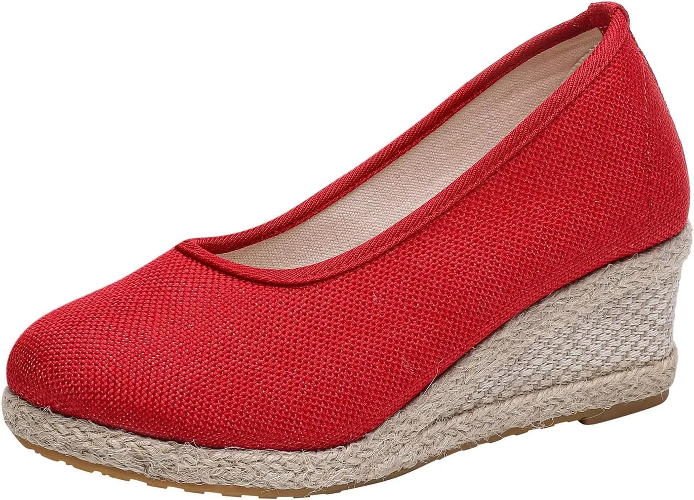 Aniywn Women's Closed Toe Espadrilles Wedge Sandals Round Toe Wedge Slip On Sandals Comfy Platform Pumps Shoes