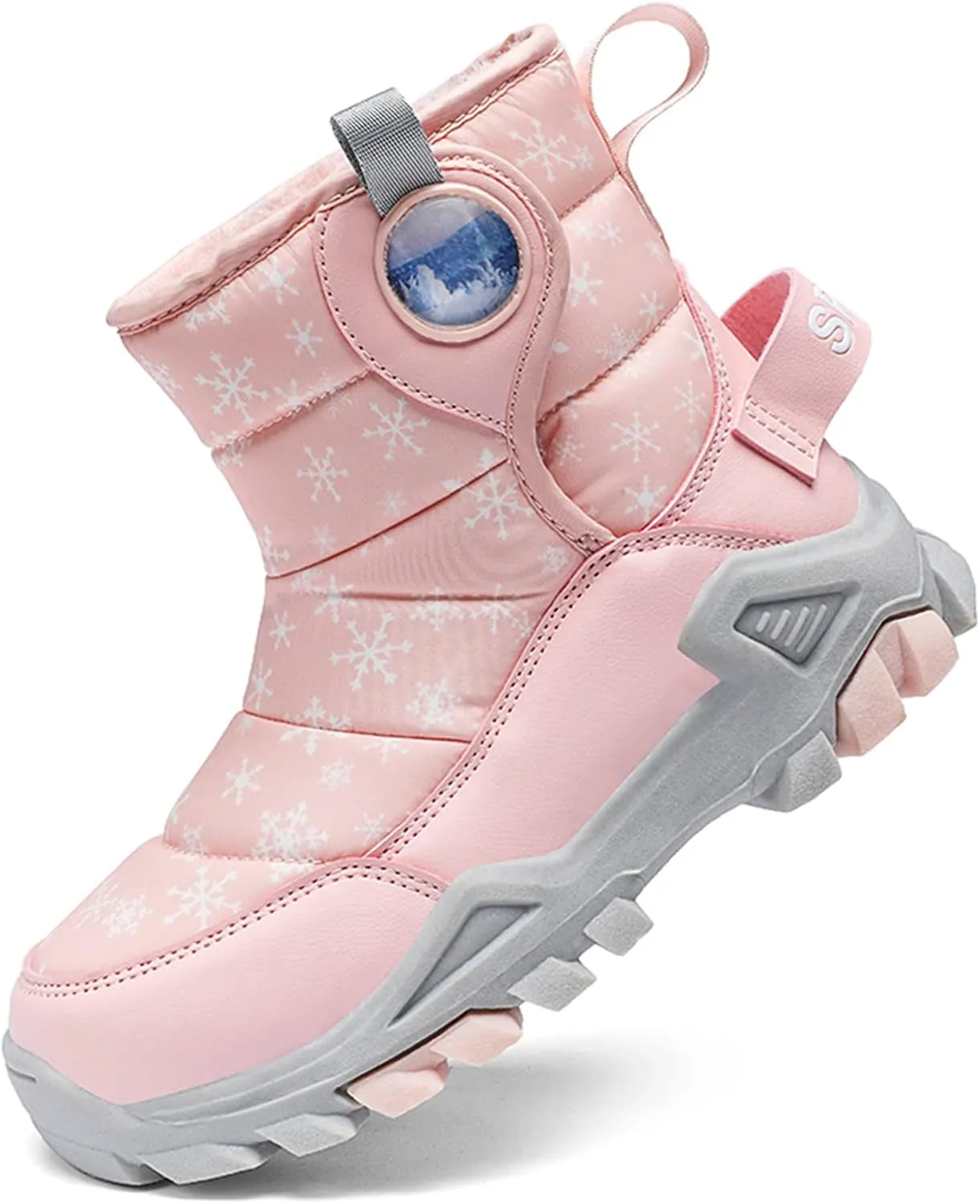 Boys Girls Winter Thick Plush Boots Outdoor Warm High Top Snow Boots Artificial Short Plush Snow Boots Black