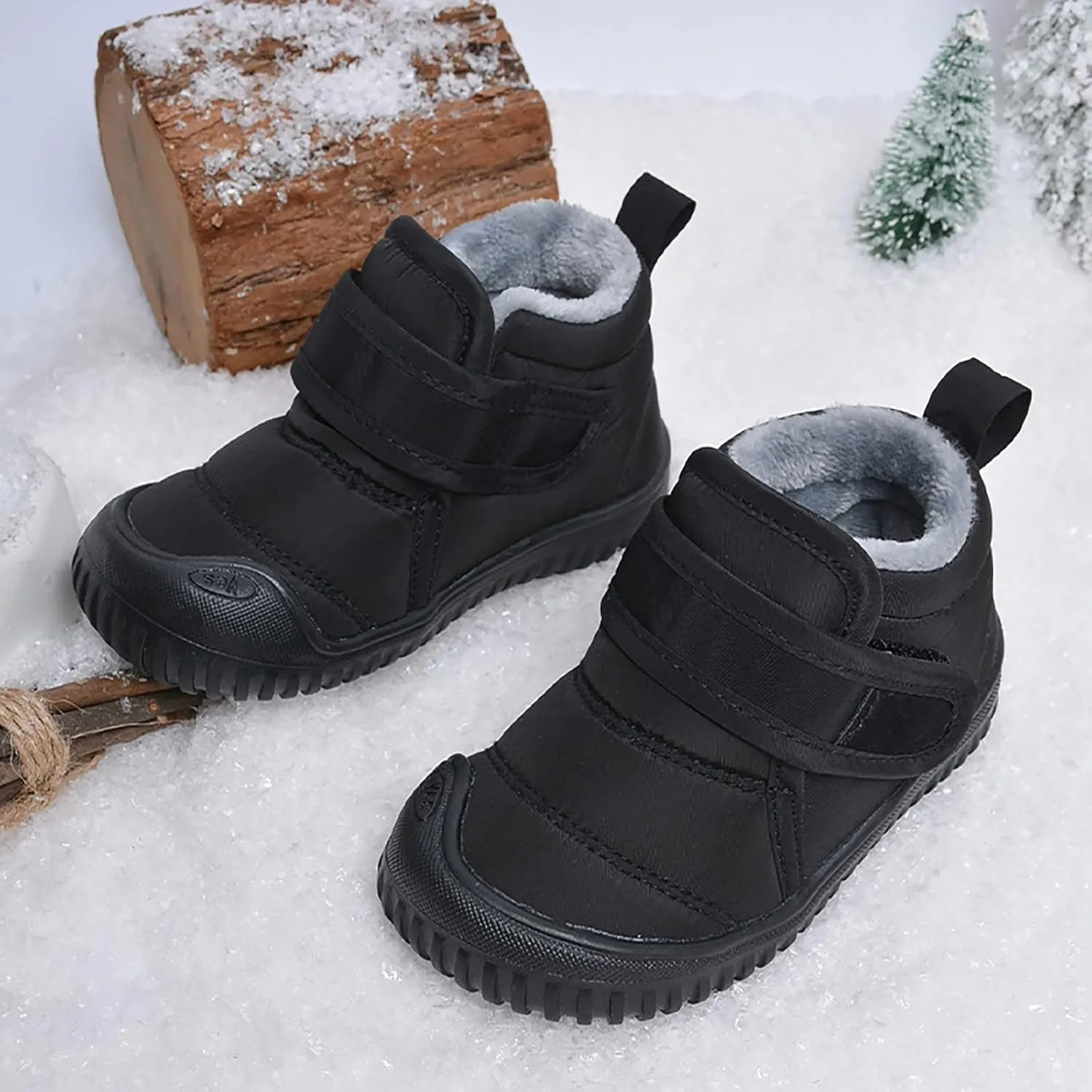 Boys Waterproof Snow Boots Soft Sole Plus Velvet Warm Snow Boots Outdoor Comfortable Winter Shoes