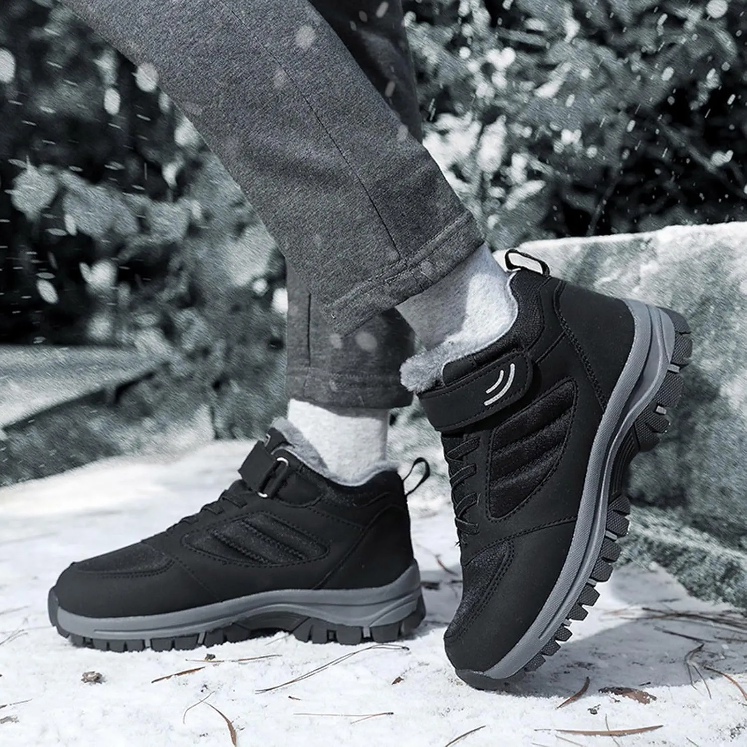 Insulated Hiking Boots Women aterproof Non-Slip Plush Lined Snow Shoes For Women Slip On Casual Shoes