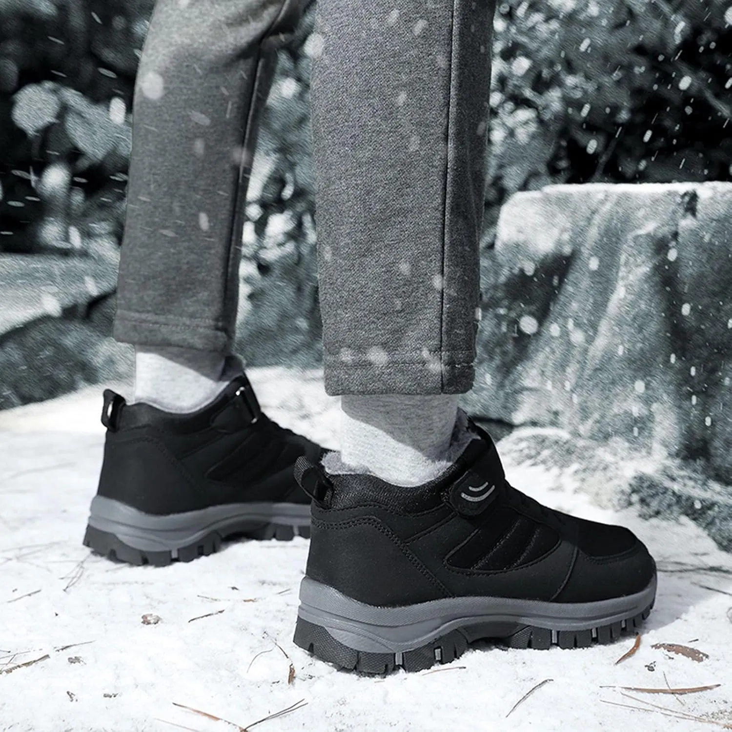 Insulated Hiking Boots Women aterproof Non-Slip Plush Lined Snow Shoes For Women Slip On Casual Shoes