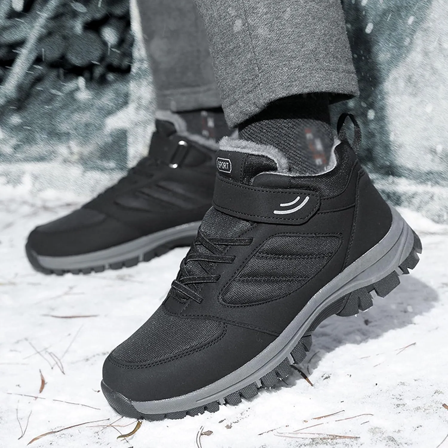 Insulated Hiking Boots Women aterproof Non-Slip Plush Lined Snow Shoes For Women Slip On Casual Shoes