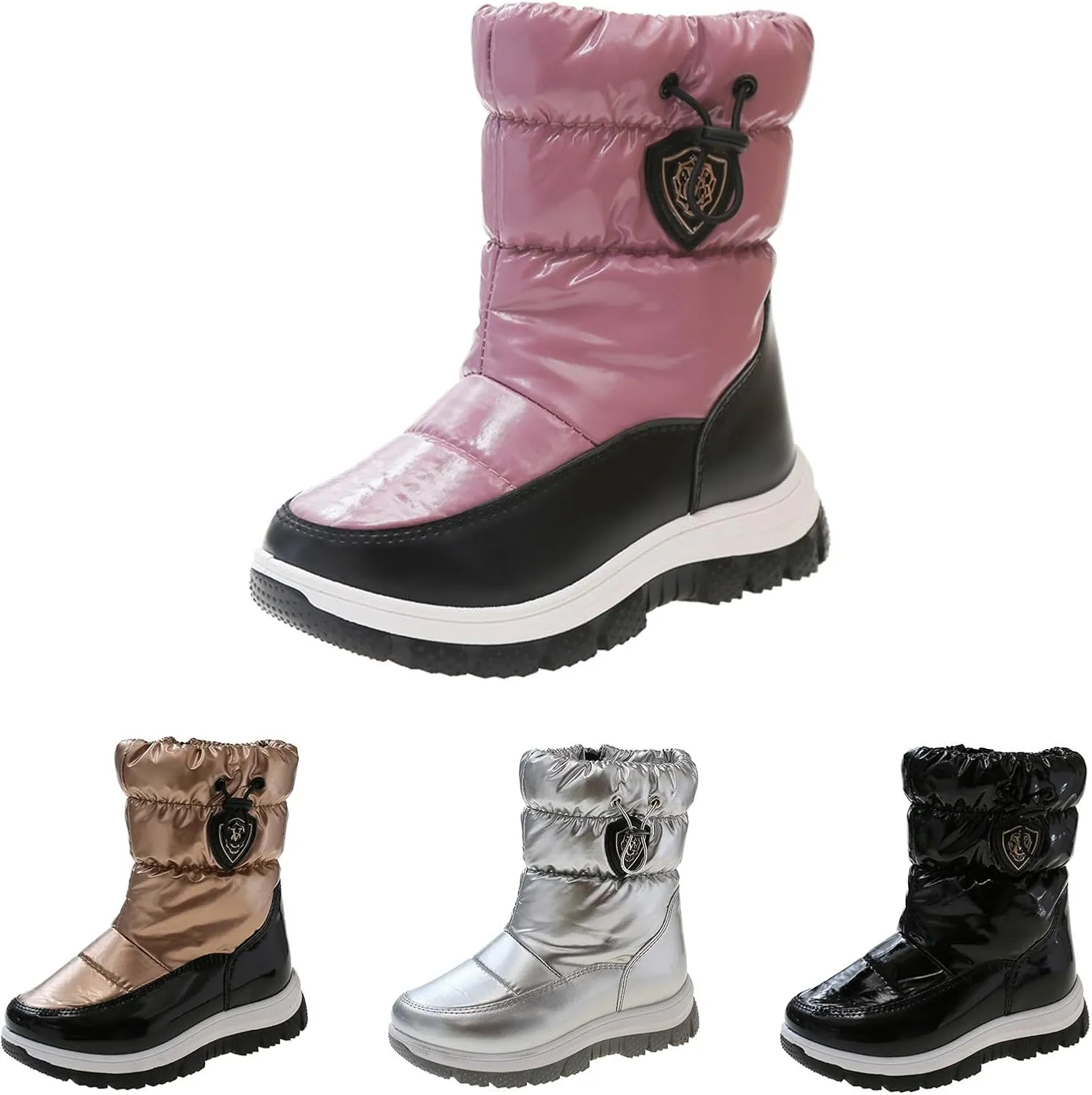 Insulated Snow Boots for Kids Waterroof Winter Comfortable Mid Calf Thicken Warm Outdoor Hiking Girl Boots Size 5
