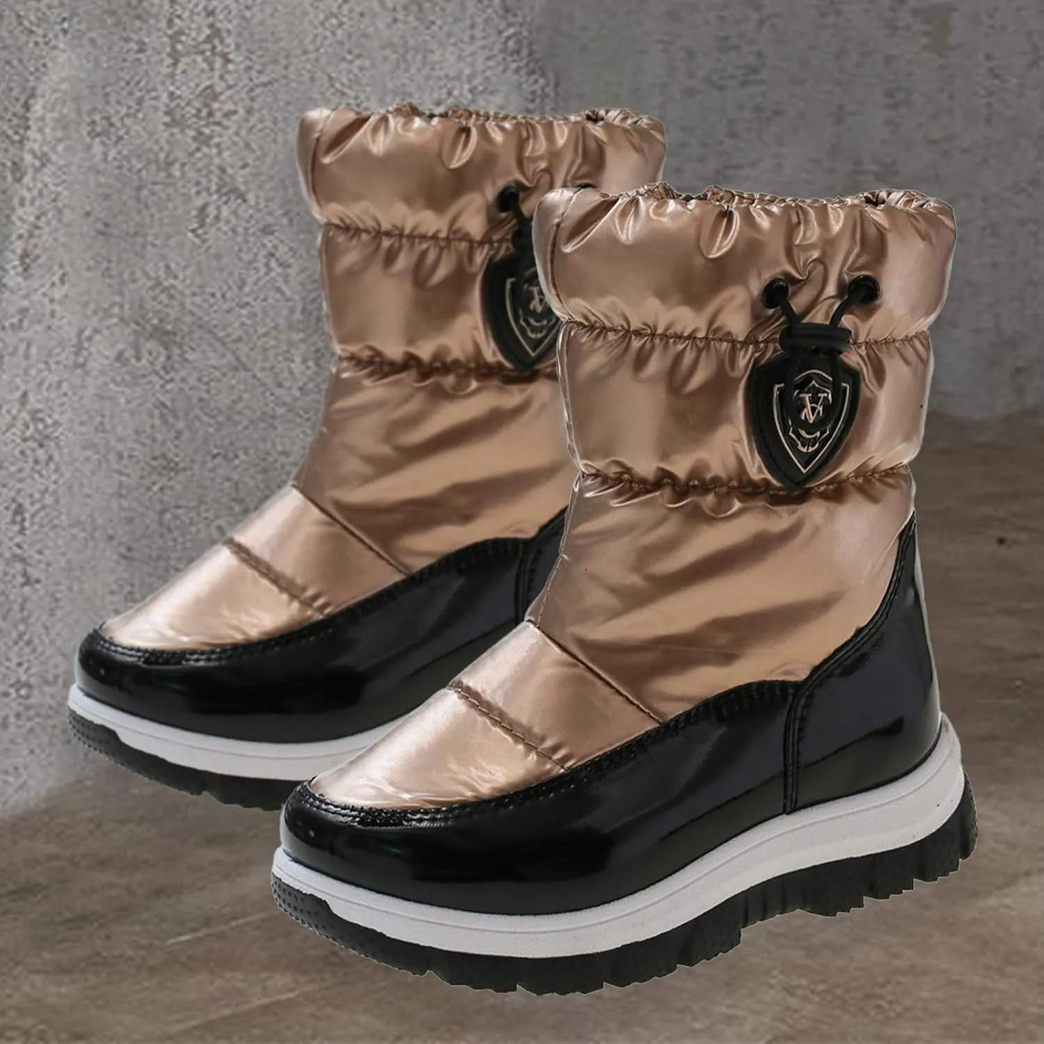 Insulated Snow Boots for Kids Waterroof Winter Comfortable Mid Calf Thicken Warm Outdoor Hiking Girl Boots Size 5