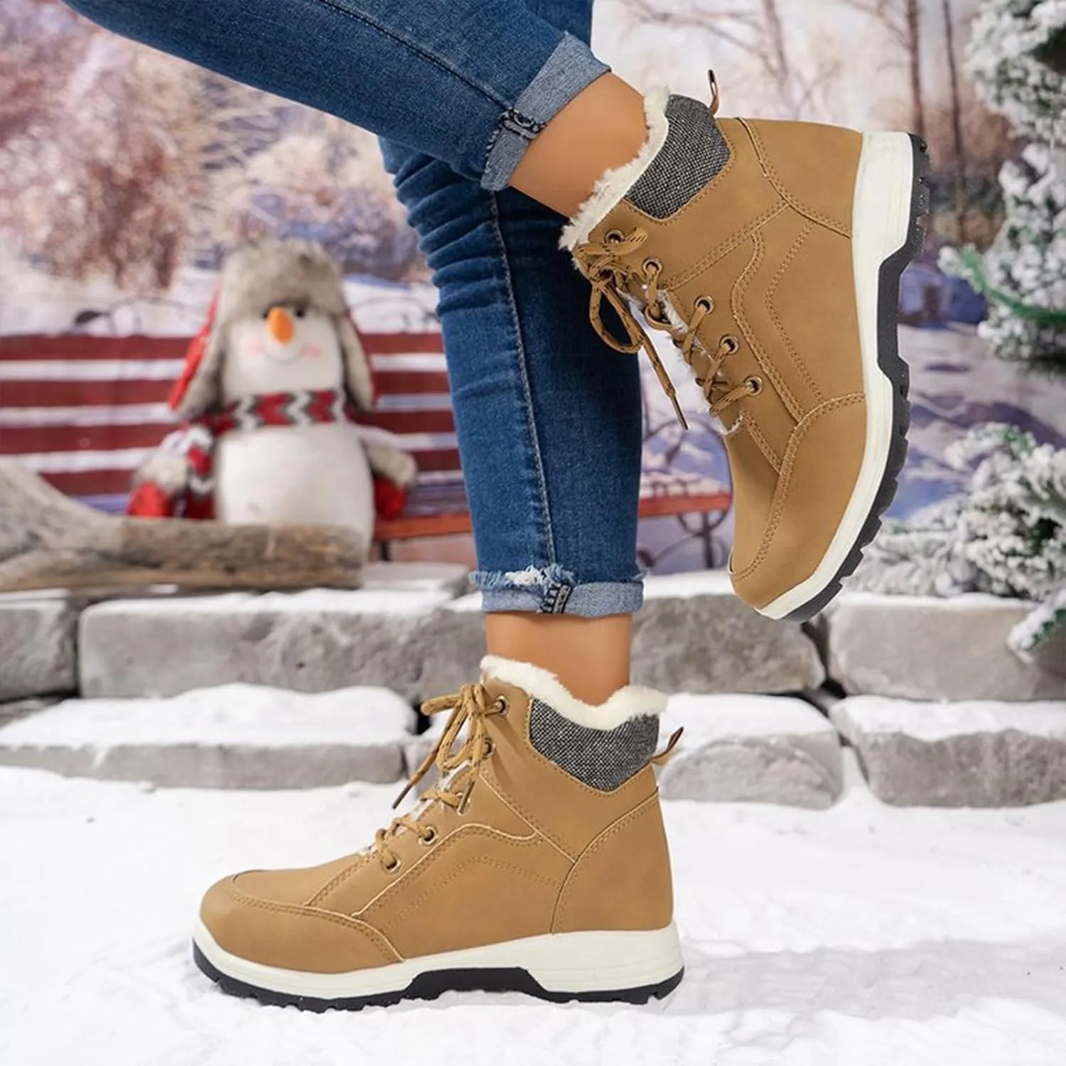 Insulated Women Snow Shoes Lac Up Anti-Slip Winter Walking Shoes For Men Hiking Boots Women aterproof
