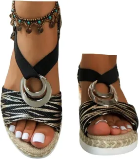 Ladmiple Summer Sandals for Women 2023 Platform Ankle Strap Wedge Sandals Open Toe Comfy Slip On Strappy Wedges Sandal