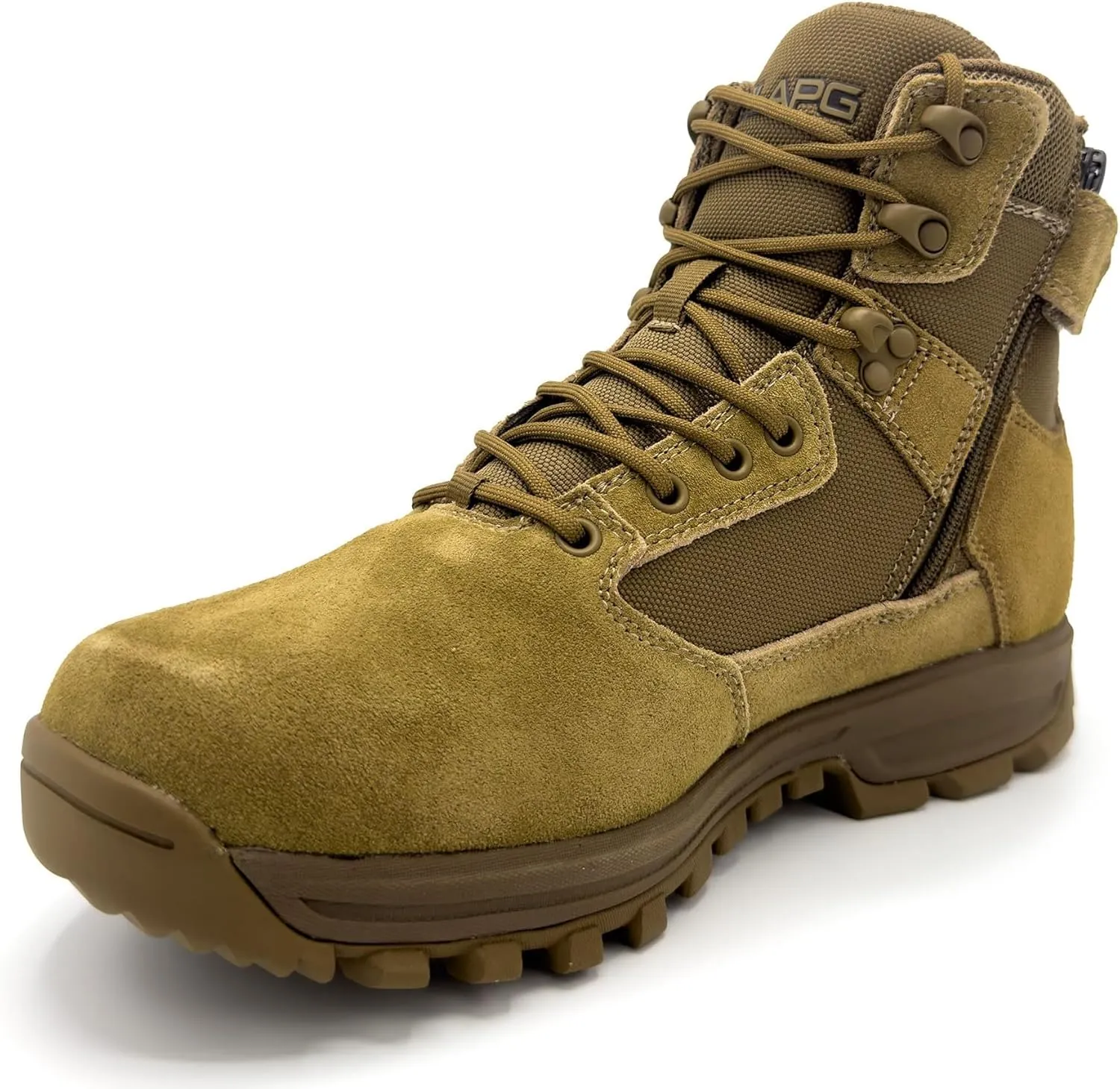 LAPG Men's Sector 6" Side-Zip Duty Boot, Comfortable & Durable Tactical Work & Hiking Boots for Men, Coyote