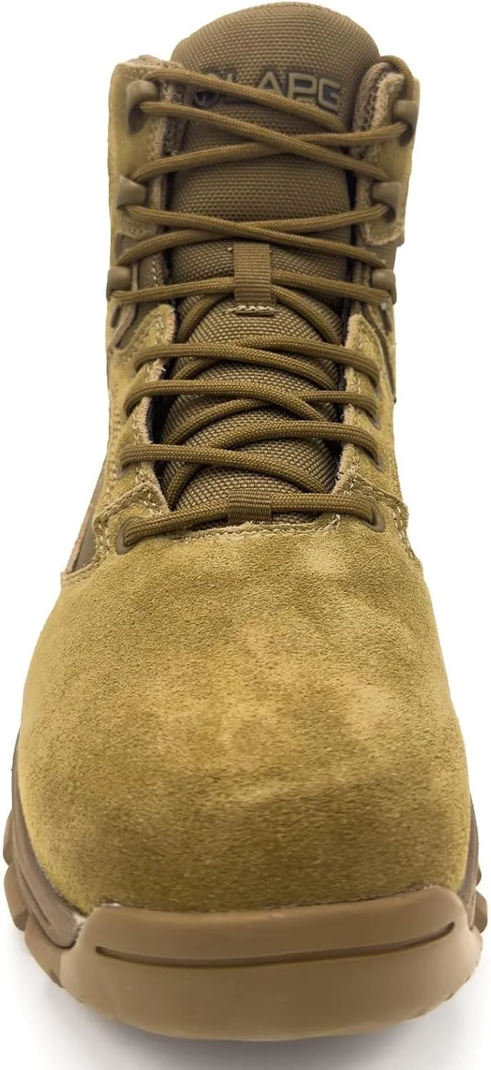 LAPG Men's Sector 6" Side-Zip Duty Boot, Comfortable & Durable Tactical Work & Hiking Boots for Men, Coyote