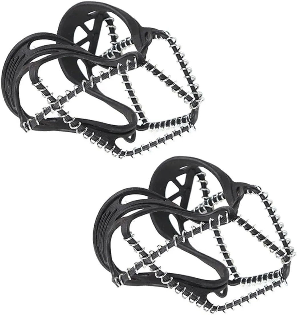 Multi-Purpose Lightweight Ice Cleats for Snow Hiking and Winter Walking Snow Anti-Slip Shoe Covers Black