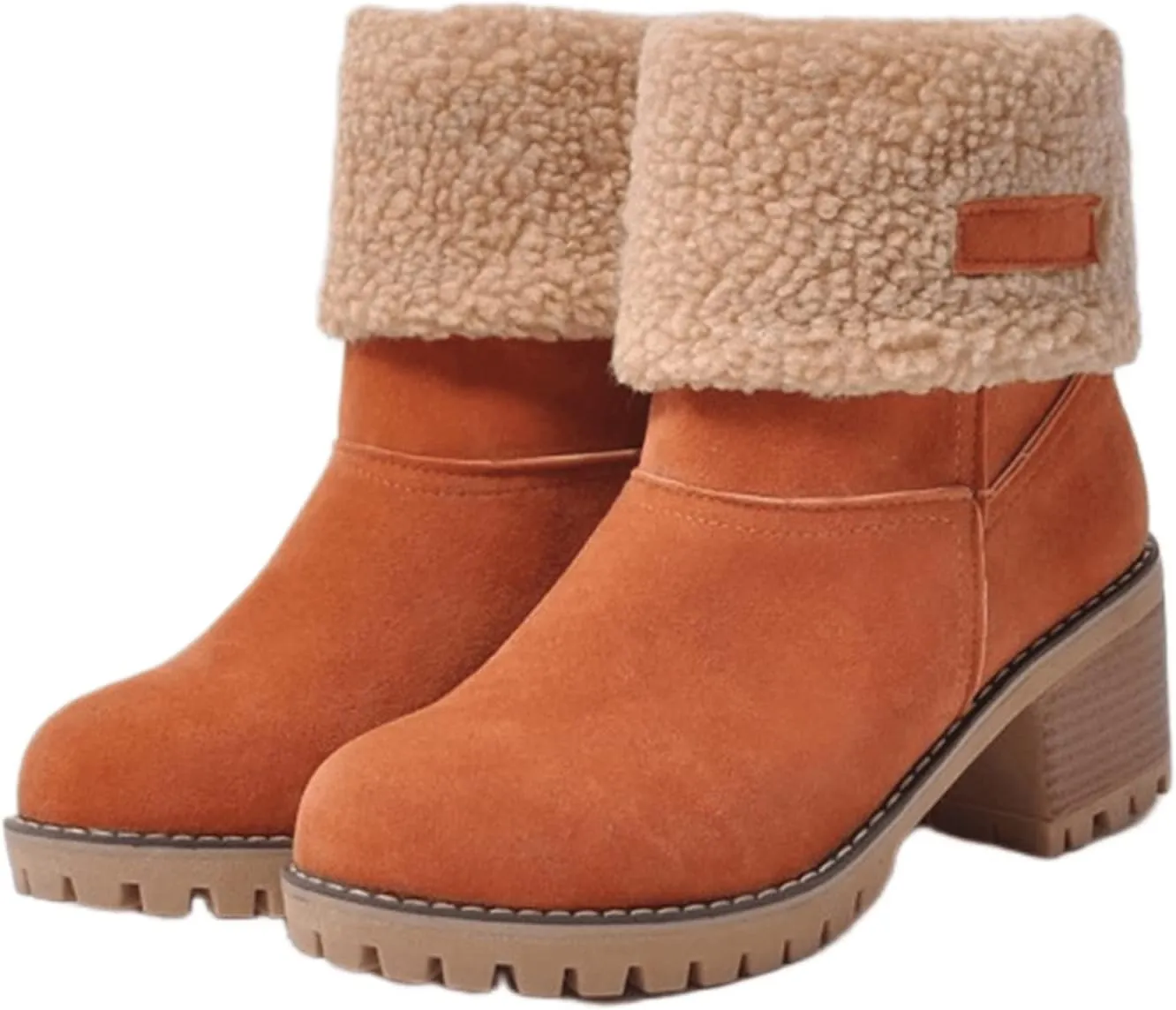 Winter Boots For Women 2024 Snow Boots Mid Calf Anti-slip Outdoor Comfortable Warm Fur Lined Slip On Short Booties